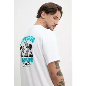 Converse tricou din bumbac barbati, culoarea alb, cu imprimeu, 10027346-A02 imagine