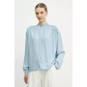 BOSS Orange camasa jeans femei, cu guler stand-up, relaxed, 50538356 imagine