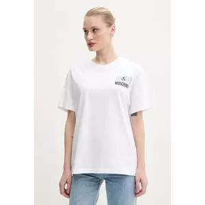 Moschino Jeans tricou din bumbac femei, culoarea alb, 0713 3732 imagine