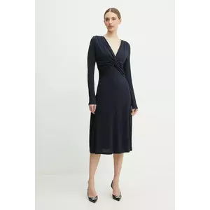 BOSS rochie culoarea bleumarin, midi, evazată, 50532019 imagine