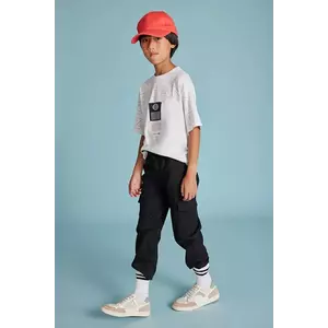 Mayoral pantaloni cu amestec de in pentru copii culoarea negru, neted, 6526 imagine