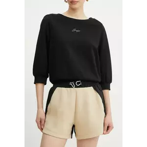 BOSS pantaloni scurti femei, culoarea bej, neted, high waist, 50541331 imagine