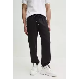 Versace Jeans Couture pantaloni de trening din bumbac barbati, culoarea negru, cu imprimeu, 78GAAT08 CF01T imagine