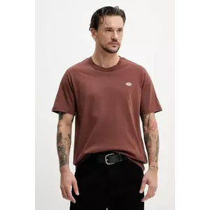 Dickies tricou din bumbac barbati, culoarea maro, neted, DK0A4XDBK471 imagine