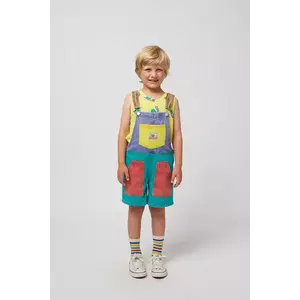 Bobo Choses salopete din denim pentru copii Smiling culoarea turcoaz, neted, 125AC097 imagine