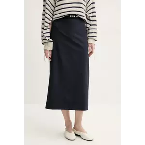 MSGM fusta de lana culoarea albastru marin, midi, drept, 3841MDD17.257127 imagine