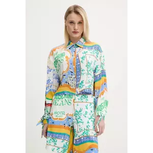 Moschino Jeans camasa femei, culoarea alb, cu guler clasic, relaxed, 0217 3735 imagine