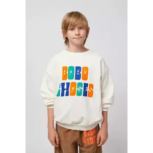 Bobo Choses hanorac de bumbac pentru copii culoarea bej, cu imprimeu, 125AC129 imagine