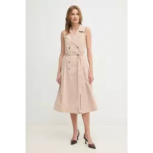 Dkny rochie culoarea bej, midi, evazată, DD5P1H93 imagine