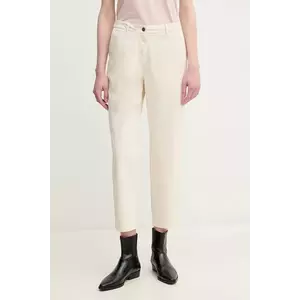 Barbour pantaloni femei, culoarea bej, fason chinos, high waist, LTR0388WH51 imagine