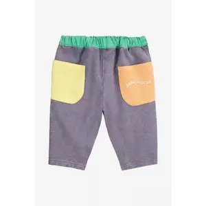 Bobo Choses pantaloni din bumbac pentru bebeluși culoarea gri, neted, 125AB062 imagine