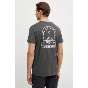 Icebreaker tricou sport Road to Cook culoarea gri, cu imprimeu, IB0A576F0A11 imagine