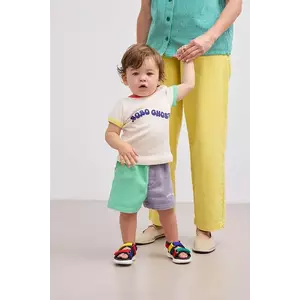 Bobo Choses pantaloni scurți din bumbac pentru copii culoarea verde, neted, 125AB046 imagine