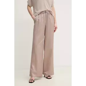 Marc Aurel pantaloni din amestec de in femei, culoarea bej, lat, high waist, 1852-1000-93406 imagine