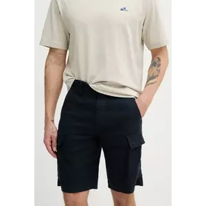 BOSS Orange pantaloni scurti din in barbati, culoarea albastru marin, 50536888 imagine