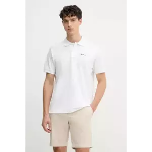 Pepe Jeans polo de bumbac ESSENTIAL POLO CONTRAST LOGO barbati, culoarea alb, neted, PM542298 imagine