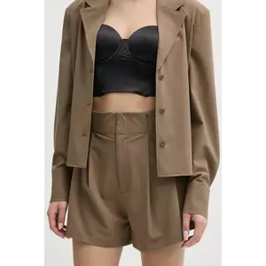 ISABELLE BLANCHE pantaloni scurti femei, culoarea bej, neted, high waist, IS25SS-P019-T003 imagine