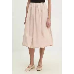 Answear Lab fustă din bumbac culoarea bej, midi, evazati imagine