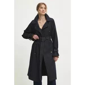 Answear Lab palton jeans femei, culoarea albastru marin, de tranzitie, oversize imagine