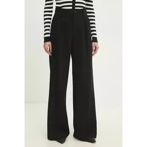 Answear Lab pantaloni femei, culoarea negru, lat, high waist imagine