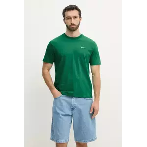 Pepe Jeans tricou din bumbac CONTRAST CONNOR barbati, culoarea verde, neted, PM509933 imagine