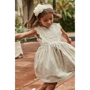 Mayoral rochie cu amestec de in pentru copii culoarea verde, mini, dreaptă, 3910 imagine