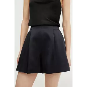 BOSS pantaloni scurti femei, culoarea albastru marin, neted, high waist, 50537474 imagine