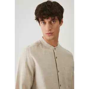 Medicine camasa de in culoarea bej, cu guler stand-up, regular imagine