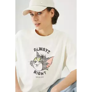 Medicine tricou din bumbac femei, culoarea bej imagine