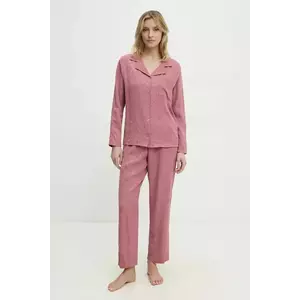 Answear Lab pijama femei, culoarea roz, satin imagine