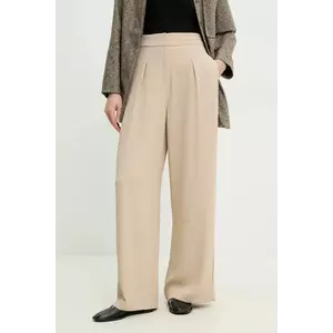 Answear Lab pantaloni femei, culoarea bej, lat, high waist imagine