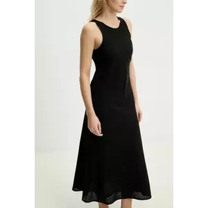 Answear Lab rochie din in culoarea negru, midi, evazată imagine
