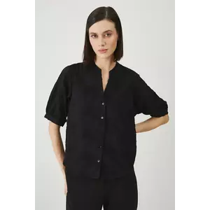 Medicine bluza din bumbac femei, culoarea negru, in modele florale imagine