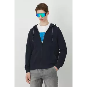 Medicine bluza barbati, culoarea albastru marin, cu glugă, neted imagine