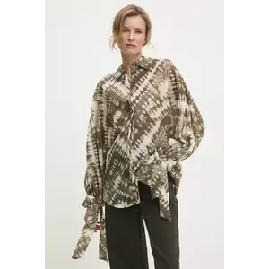 Answear Lab cămașă femei, culoarea verde, cu guler clasic, relaxed imagine