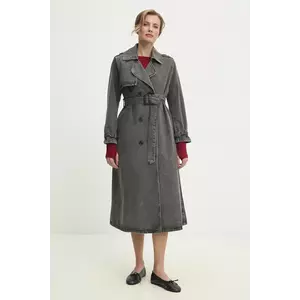 Answear Lab palton jeans femei, culoarea gri, de tranzitie imagine