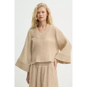 By Malene Birger bluza MOON femei, culoarea bej, neted, 103388 imagine