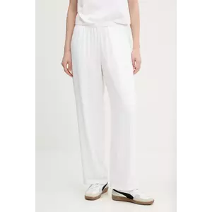 Abercrombie & Fitch pantaloni din in culoarea bej, lat, high waist, KI156-5128 imagine