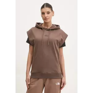 The North Face hanorac de bumbac Relaxed femei, culoarea maro, cu glugă, neted, NF0A8BW21OI1 imagine