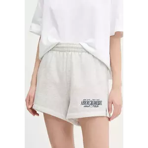 Abercrombie & Fitch pantaloni scurti femei, culoarea gri, melanj, high waist, KI186-5045 imagine