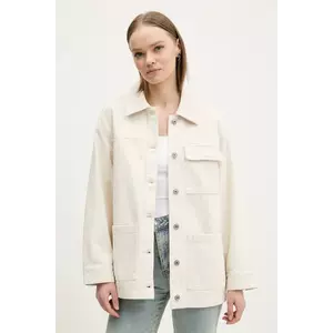 Abercrombie & Fitch jacheta de bumbac culoarea bej, de tranzitie, oversize, KI144-5062 imagine