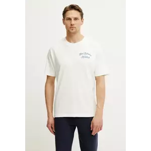 New Balance tricou din bumbac barbati, culoarea bej, cu imprimeu, MT43556SST imagine