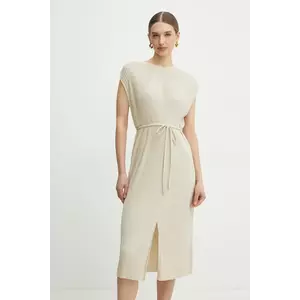 BOSS rochie culoarea bej, midi, dreaptă, 50521881 imagine