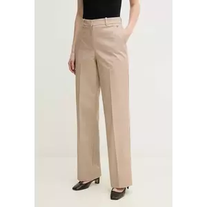 Pedro del Hierro pantaloni de bumbac femei, culoarea bej, drept, high waist, 7609757 imagine