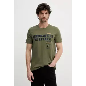 Aeronautica Militare tricou din bumbac barbati, culoarea verde, cu imprimeu, TS2401J592 imagine