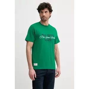 Pepe Jeans tricou din bumbac TALBOT barbati, culoarea verde, cu imprimeu, PM509791 imagine