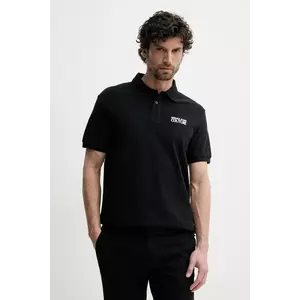 Versace Jeans Couture polo de bumbac barbati, culoarea negru, cu imprimeu, 78GAG623 J0003 imagine