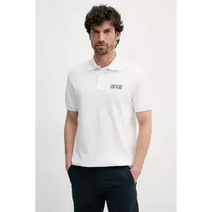 Versace Jeans Couture polo de bumbac barbati, culoarea bej, cu imprimeu, 78GAG623 J0003 imagine