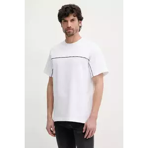 Versace Jeans Couture tricou din bumbac barbati, culoarea alb, cu imprimeu, 78GAH616 J0005 imagine