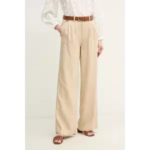 Pepe Jeans pantaloni GOA femei, culoarea bej, lat, high waist, PL211834 imagine